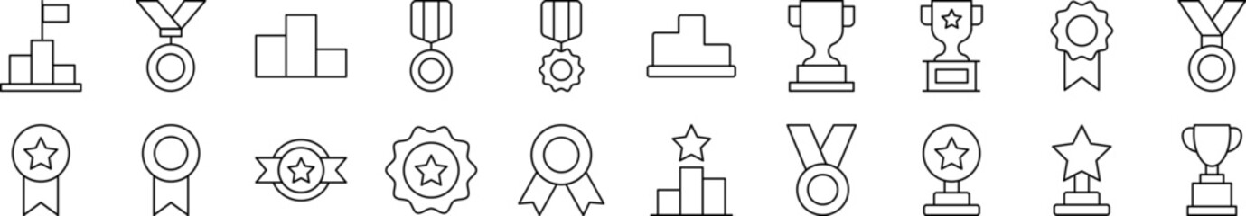 Award for Competition Picture Collection. Editable Stroke. Perfect for Infographics, Articles, Books, Flyers, Banners