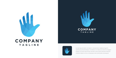 Fototapeta premium hand vector logo design illustration. hand logo icon made with lines 