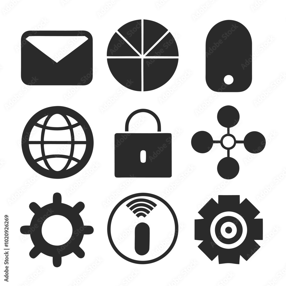 Poster mobile and web communication icons set vector contact icons for mobile and web apps media and commun