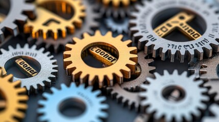 Intricate Mechanical Gears Intertwined in Precision Engineering