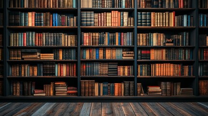 A Dark Wooden Bookshelf Filled With Various Books