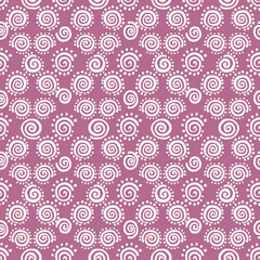 hand drawn doodle flowers on purple background seamless pattern