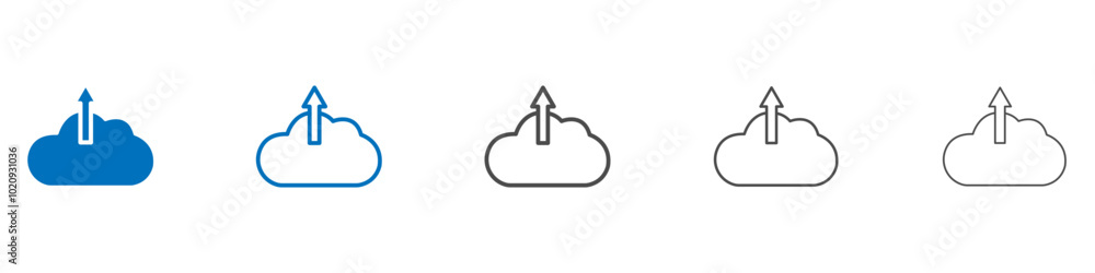 Poster cloud upload icon isolated flat vector in outline