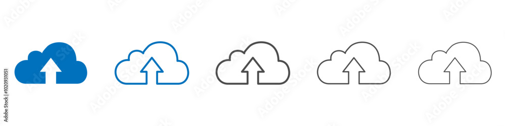 Poster cloud upload icon isolated flat vector in outline
