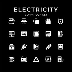 Set glyph icons of electricity