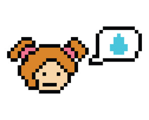 Obraz premium Pixel cartoon 8bit character woman sad tired mood stress sick unhappy feel decoration 8 bit female girl lady bored feel with isolated PNG vector.