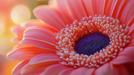 Close-up of a Pink Gerbera Daisy with a Purple Center