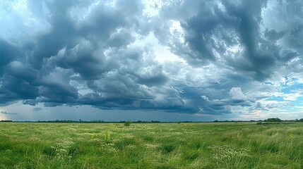 Stormy Sky Over Lush Meadow