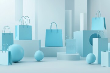 Blue 3d mockup about creating a shopping advertisement.