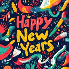 Naklejka premium Happy begining New Year Celebration start 2025 Sparkles Banner, With colorful number illustrations