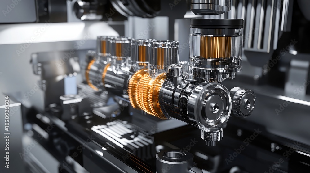 Poster advanced mechanical engine component in detail