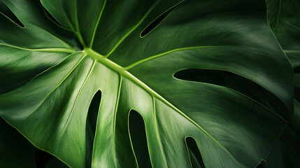 Tropical leaf texture with detailed veins and rich green color