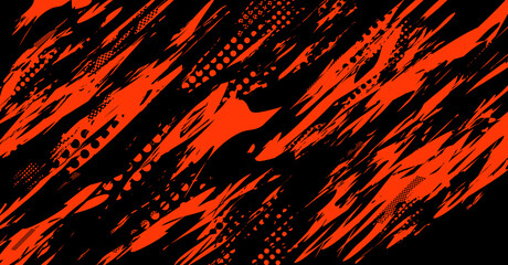 Abstract red and black grunge pattern with diagonal strokes and dots.