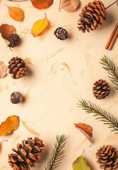 autumn background on yellow.