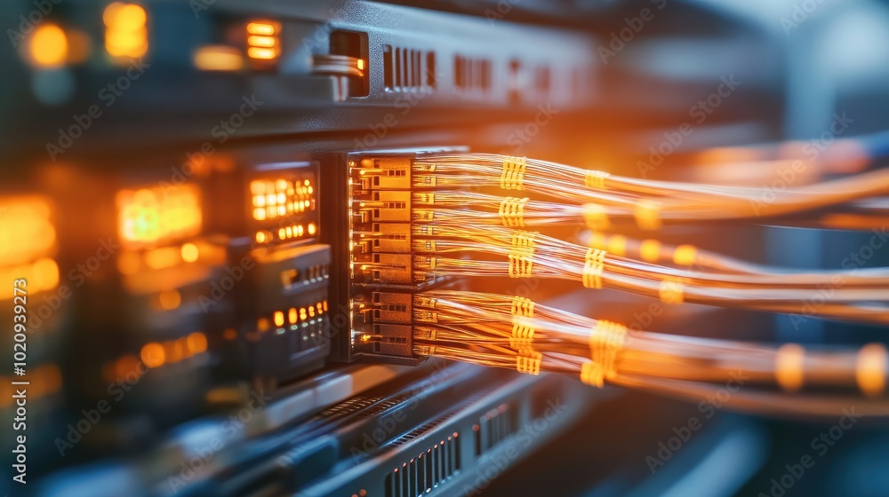 Poster network cables connected to server in data center