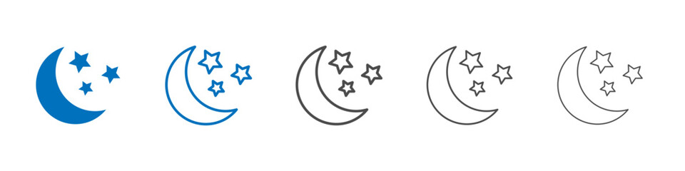 Moon stars icon Isolated flat vector in outline