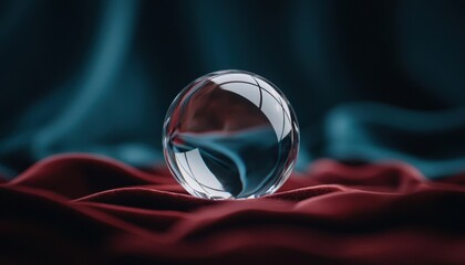 A crystal ball resting elegantly on a smooth fabric surface, highlighting its reflective properties.