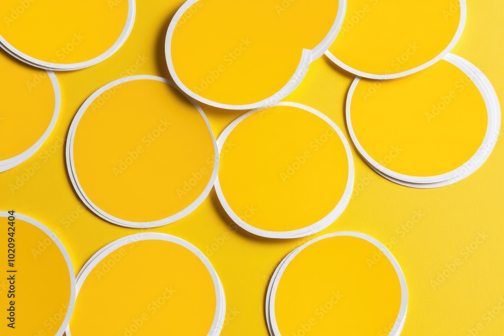 Poster a close-up shot of multiple yellow circles on a yellow background