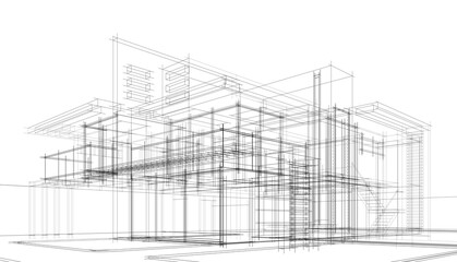 Fototapeta premium house building architecture 3d illustration