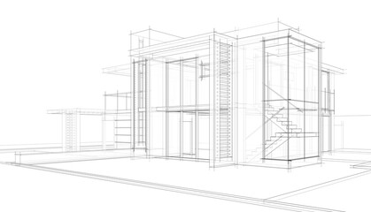 house building architecture 3d illustration