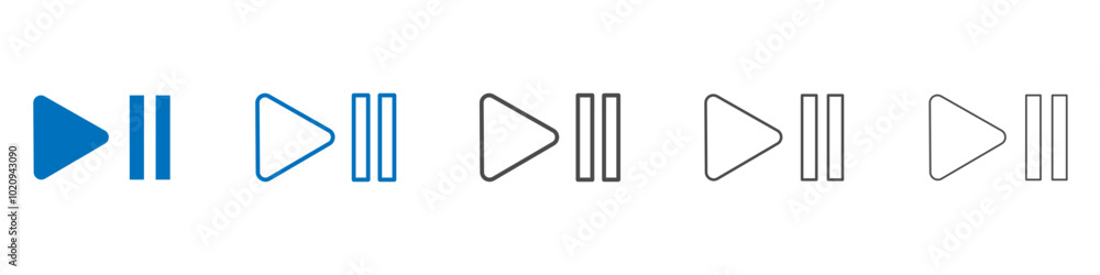Poster play pause icon isolated flat vector in outline