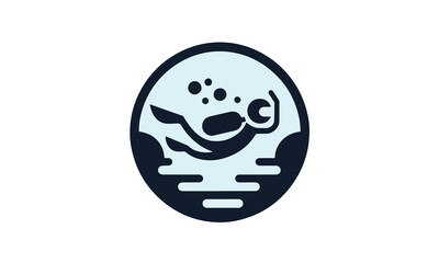 Scuba diving logo, Scuba diving silhouette, Scuba diver silhouette. Diver icon with oxygen cylinder