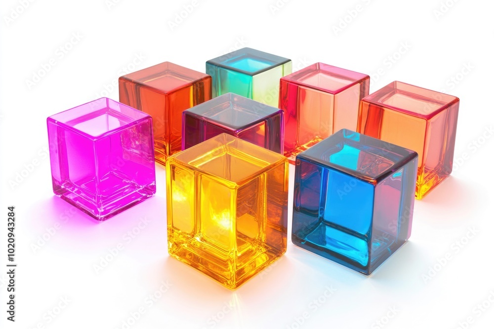 Poster colorful blocks stacked one on top of another, great for use in educational or design settings