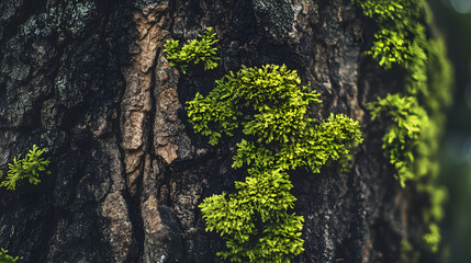 Fototapeta premium Moss on a tree trunk.