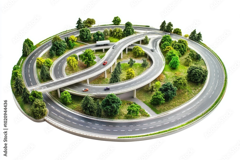Aufkleber Aerial view of a busy highway with multiple lanes, ideal for transportation or infrastructure projects