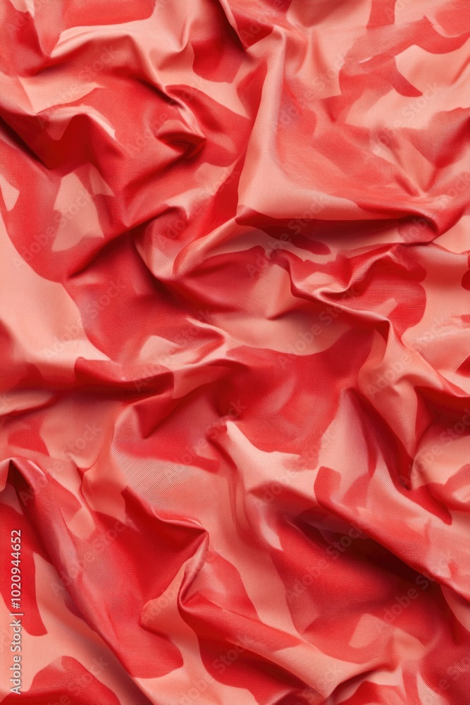 Poster Close-up view of a vibrant red fabric with a unique pattern, ideal for highlighting small design details or adding a pop of color to your project