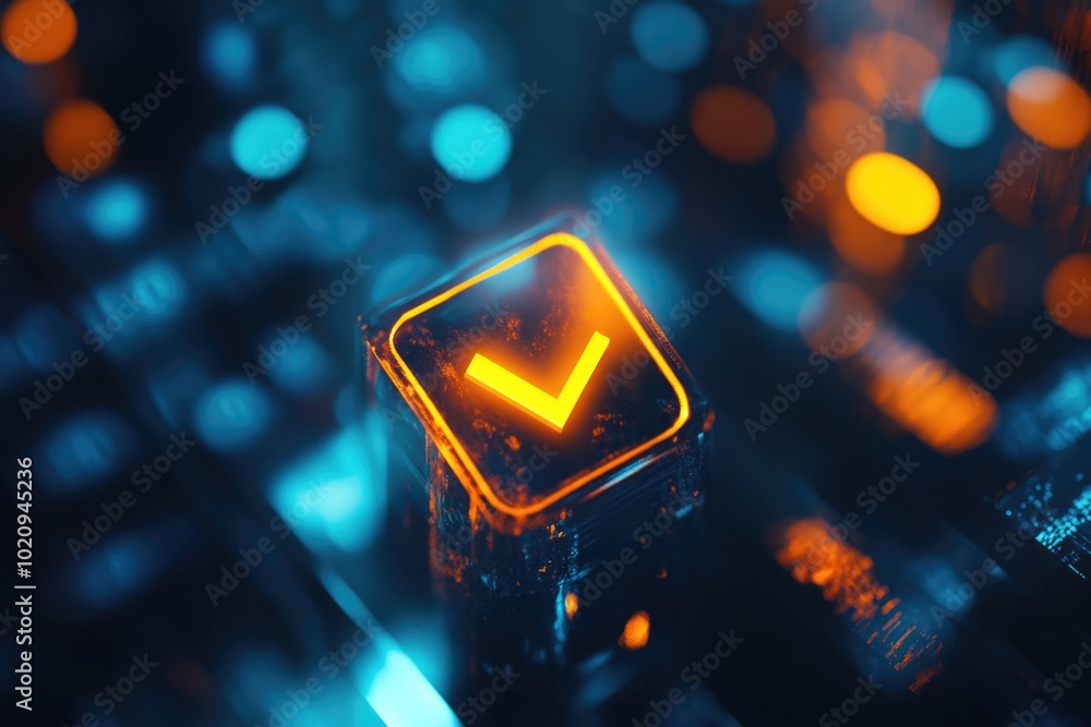 Aufkleber A close-up shot of a glowing button on a keyboard, suitable for use in technology or futuristic themed designs