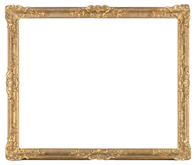 Wide picture frame in a classic design on a transparent background, in PNG format.