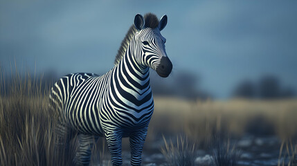 Fototapeta premium Stripes in the Grass: A 3D Zebra Render