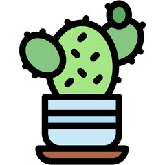 Vector Icon Cactus, indoor plants, plant pot, botanical, decoration, plant