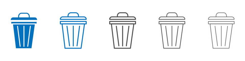 Trash Bin icon Isolated flat vector in outline