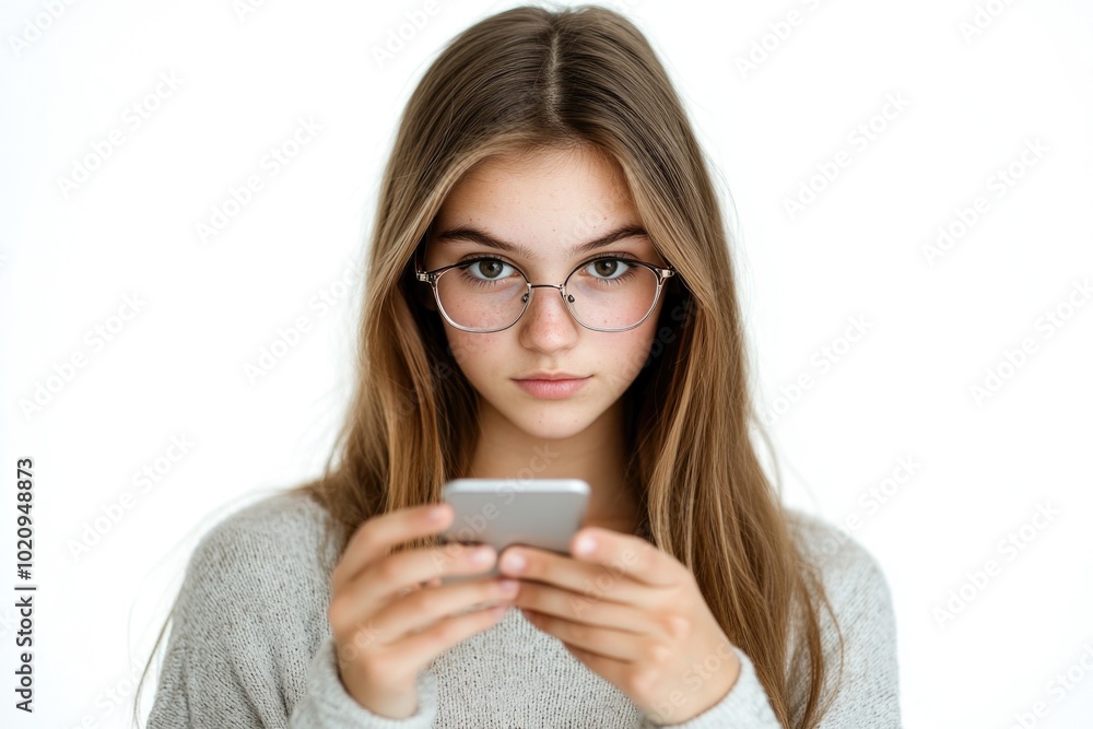 Poster a person checking their phone, possibly texting or browsing