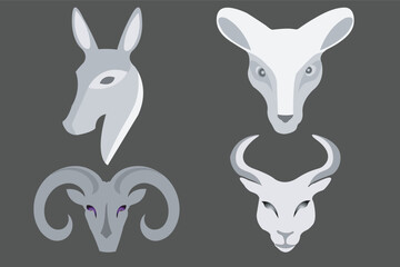 animal head vector icon with illustration