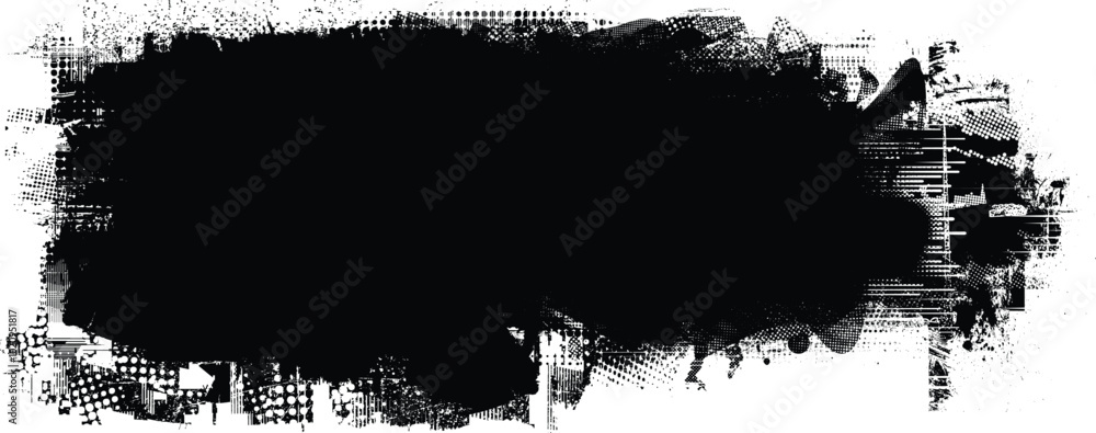 Poster brush paint .grunge paint roller . vector brush stroke . distressed banner . black stripe with rough