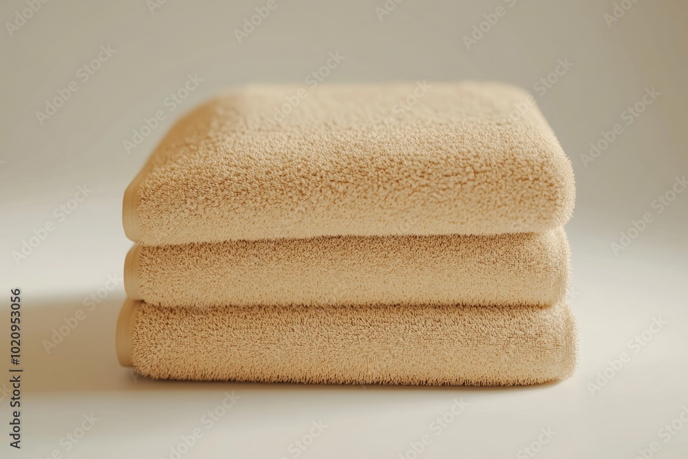 Aufkleber Stack of towels arranged neatly on a table, ready for use