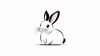 Obraz premium Cute Cartoon Rabbit with Black Ears and Soft Features