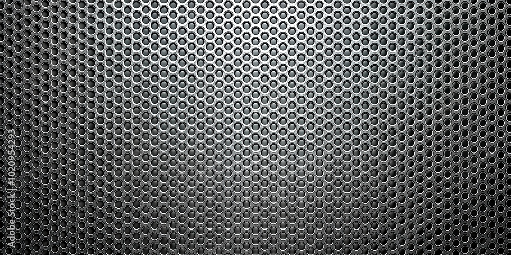 Poster metal mesh with a grid pattern of circular holes