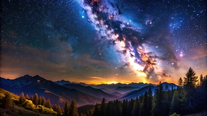 Milky Way Galaxy Illuminates Mountain Range After Sunset