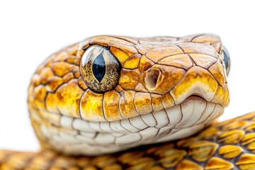 Fototapeta premium A close-up view of a snake's head on a white background