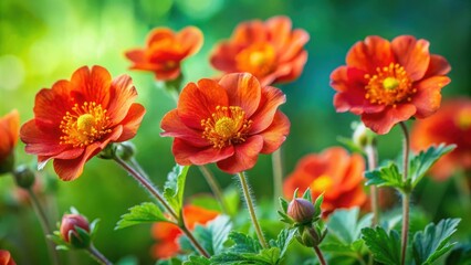 A vibrant cluster of orange flowers bloom against a soft green backdrop, showcasing the delicate beauty of nature's artistry.