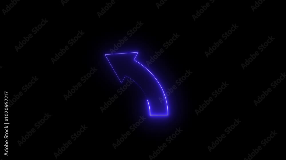 Poster neon red glowing left arrow icon animation. left abstract directional arrow icon animation on black 