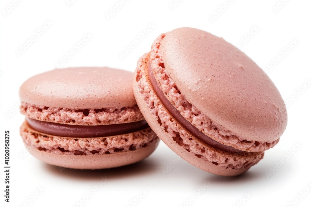 Poster a pair of colorful macarons stacked on top of each other, perfect for showcasing in a bakery or cafe
