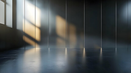 Fototapeta premium Empty Room With Window Light and Shiny Floor - 3D Illustration