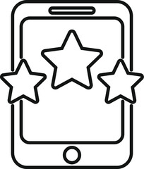 Simple vector of a smartphone receiving a three star rating, perfect for topics like reviewing apps or products