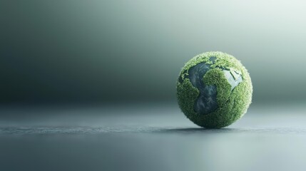 Fototapeta premium Eco-friendly globe showcasing lush greenery and sustainability on a subtle background.
