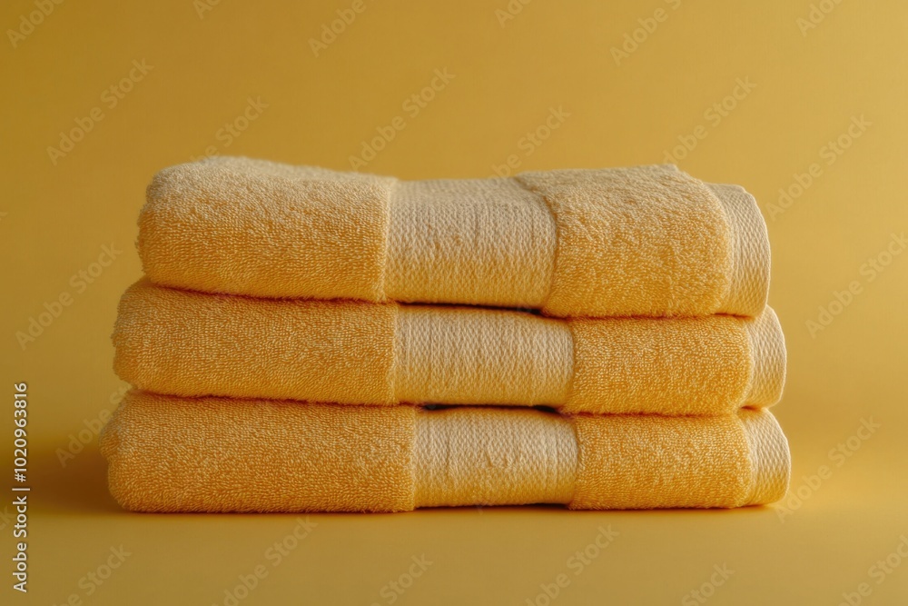 Poster four towels stacked on a table, ready for use
